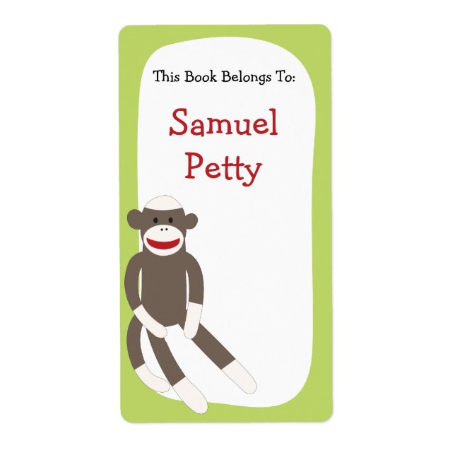 Étiquette Plaque-livre Sock Monkey (Devant)