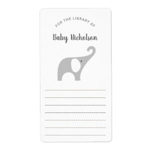 Étiquette Plaques de baby shower neutres gris éléphant