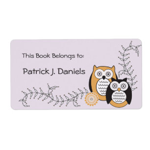 Étiquette Plaques de livres pour les hibou modernes