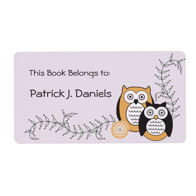 Étiquette Plaques de livres pour les hibou modernes (Devant)