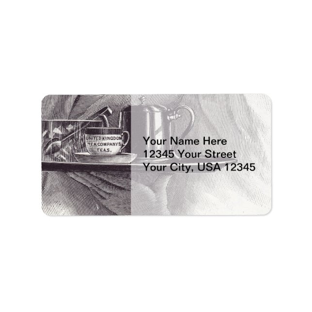 Étiquette Plateau de thé vintage (Devant)