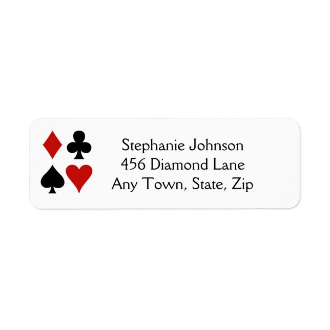 Étiquette Playing Card Suits Design Return Address Label (Devant)