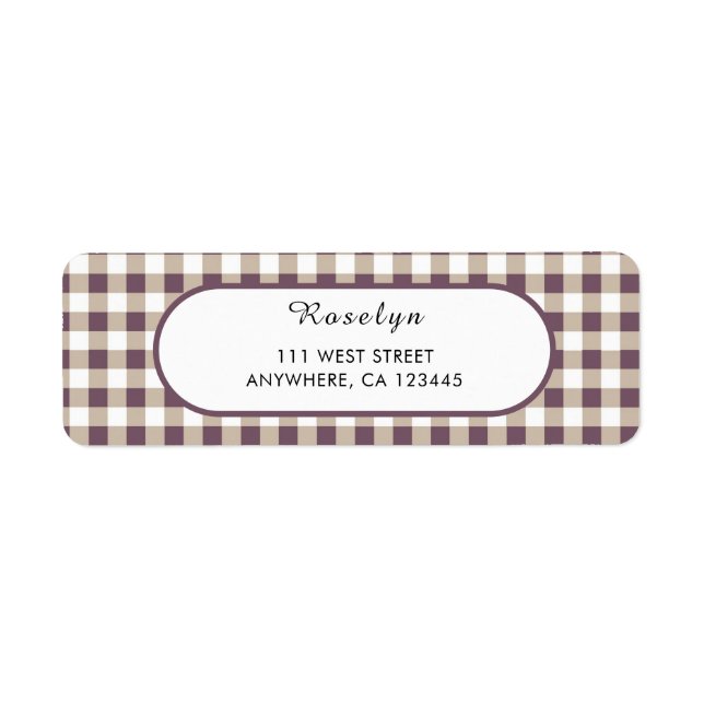 Étiquette Plum Buffalo Plaid - Adresse de retour de vacances (Devant)