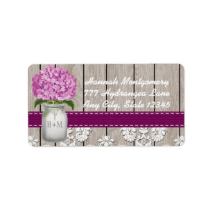 Étiquette Plum Hydrangea Monogramme Mason Jar