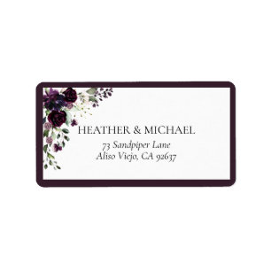 Étiquette Plum Purple Mauve Floral Aquarelle Adresse de reto