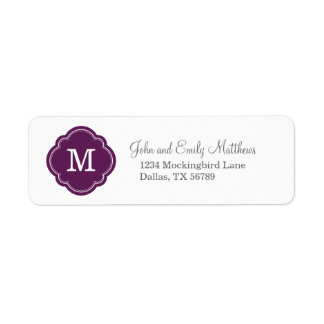 Étiquette Plum violet personnalisé Monogramme personnalisé