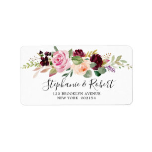 Étiquette Plum violet rose pâle Mariage végétal
