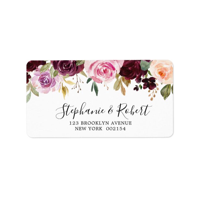 Étiquette Plum violet rose pâle Mariage végétal (Devant)