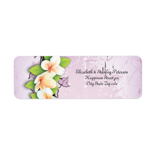 Étiquette Plumeria vintage lierre violet blanc mariage étiqu (Devant)