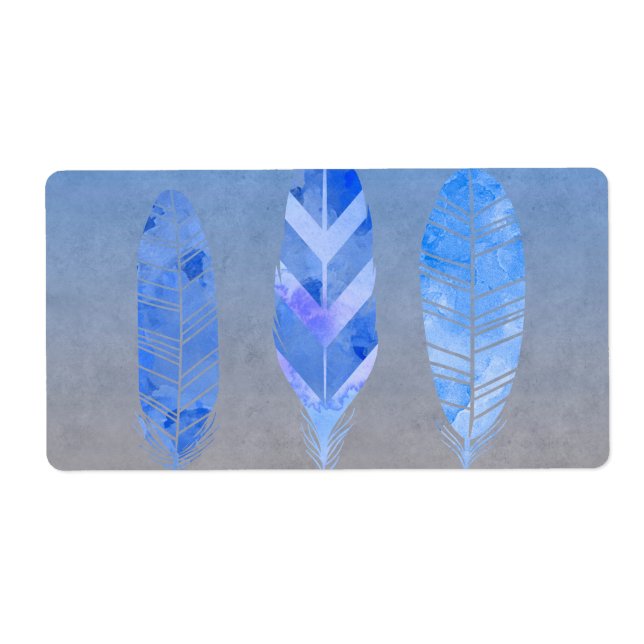 Étiquette Plumes bleues (Devant)