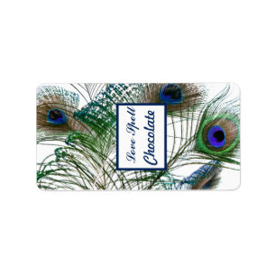 Étiquette Plumes de paon Hershey de 1,25 po x 2,75 po Bleu/v