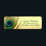 Étiquette Plumes Peacock Or Exotic Boho Chic Invitation<br><div class="desc">Peacock Plumes or Exotic Boho Chic Invitation Étiquettes. Customisez avec tout texte. Éléments correspondants disponibles.</div>
