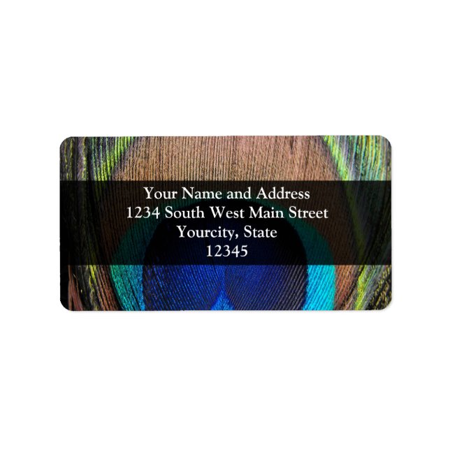 Étiquette Plumes Peacock personnalisées (Devant)