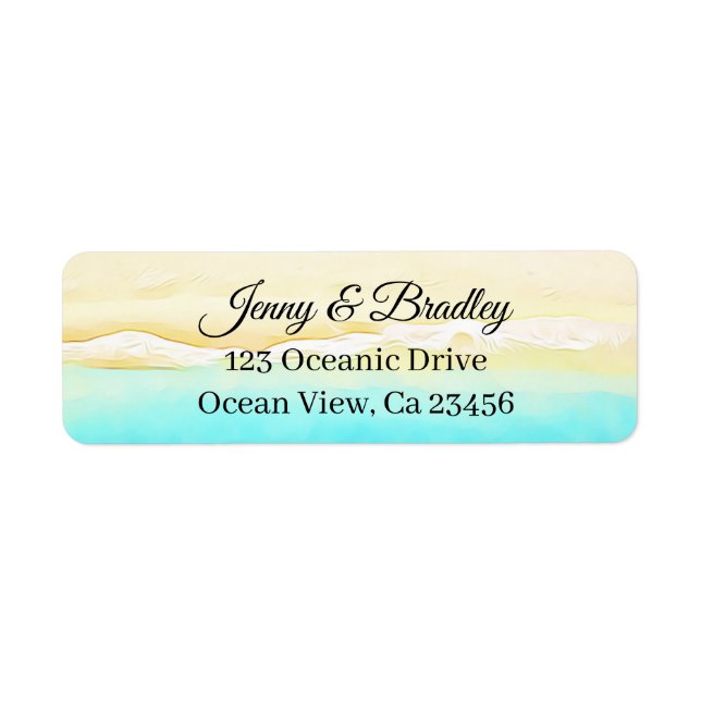 Étiquette Plutôt Turquoise et de sable de mer (Devant)