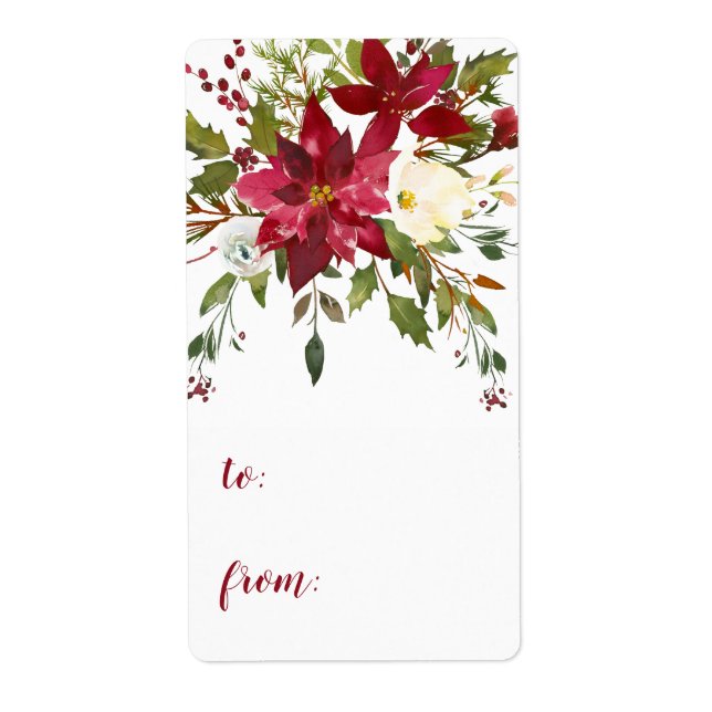 Étiquette Poinsettia à partir de Noël (Devant)