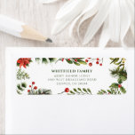 Étiquette Poinsettia Christmas Greenery Adresse de retour<br><div class="desc">Voici notre étiquette d'adresse de retour de Noël Open House personnalisée qui promet de répandre la joie des fêtes et de donner le ton pour votre rassemblement festif! Notre invitation unique reflète l'essence même de l'esprit de vacances. Orné d'un feuillage verdoyant, de baies luxuriantes et d'un casse-noix de jouets classique,...</div>