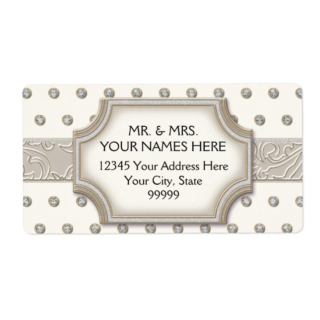 Étiquette Pointes de bijoux Art Déco Champagne Frame Argent (Devant)