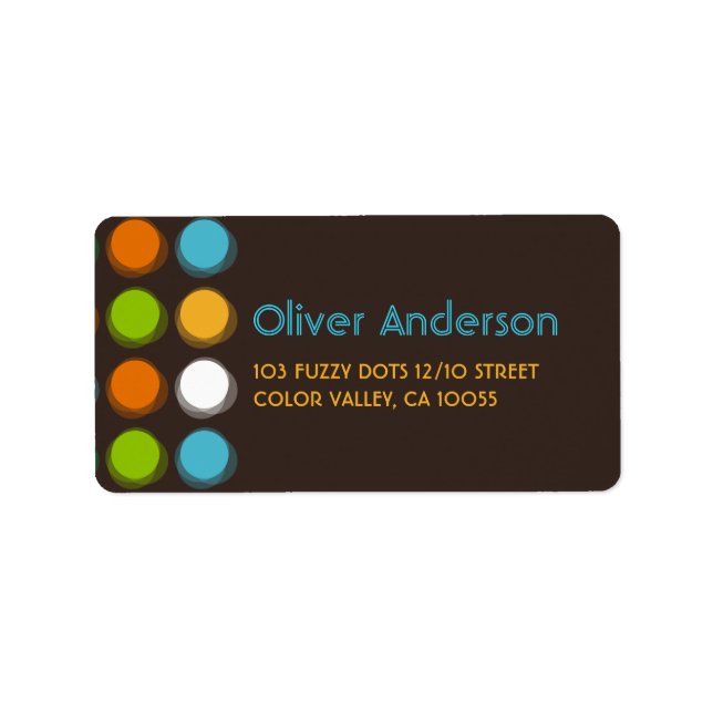 Étiquette Pointeur couleur flou Fun Retro Party Adresse Labo (Devant)