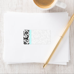 Étiquette Pointillés bleu et noir bleu Aqua Damask Dots Livr
