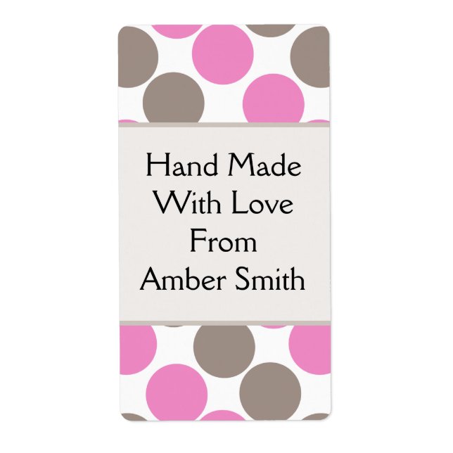 Étiquette Points Brown Et Roses (Devant)