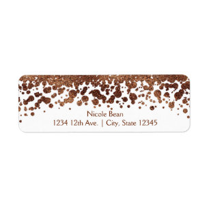 Étiquette Points de confettis blancs et bronze Glamour Shimm