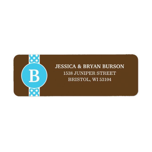 Étiquette Points de Dainty bleu/Brown Famille Monogramme per (Devant)