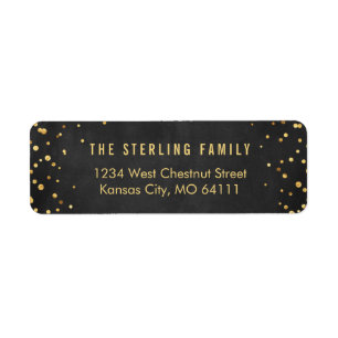 Étiquette Points or brillants Chic Black Adresse de retour L