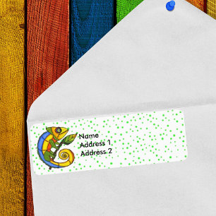 Étiquette Points verts de la branche de lézard coloré