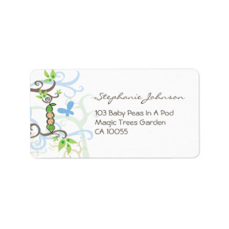 Étiquette Pois Bleus Dans Un Pod Bois Jumeaux Baby shower Ét