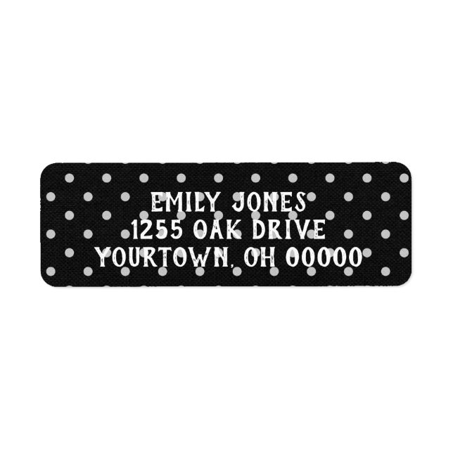 Étiquette pois noir et blanc (Devant)