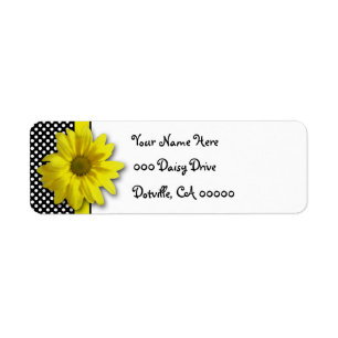 Étiquette Pois noir et blanc de marguerite jaune