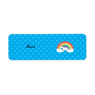 Étiquette Pois nommé personnalisé de bleu de licorne