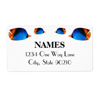 Étiquette Poisson bleu coloré