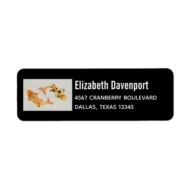 Étiquette Poisson Koi Or élégant (Devant)