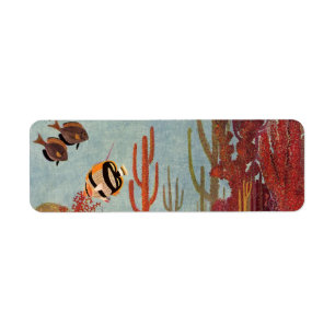 Étiquette Poissons-anges en corail, poissons tropicaux Vinta