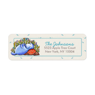 Étiquette Poissons de tortue de mer de lamantin sous la mer
