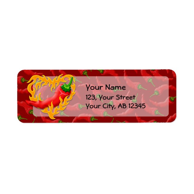 Étiquette Poivre chili au coeur de flamme (Devant)