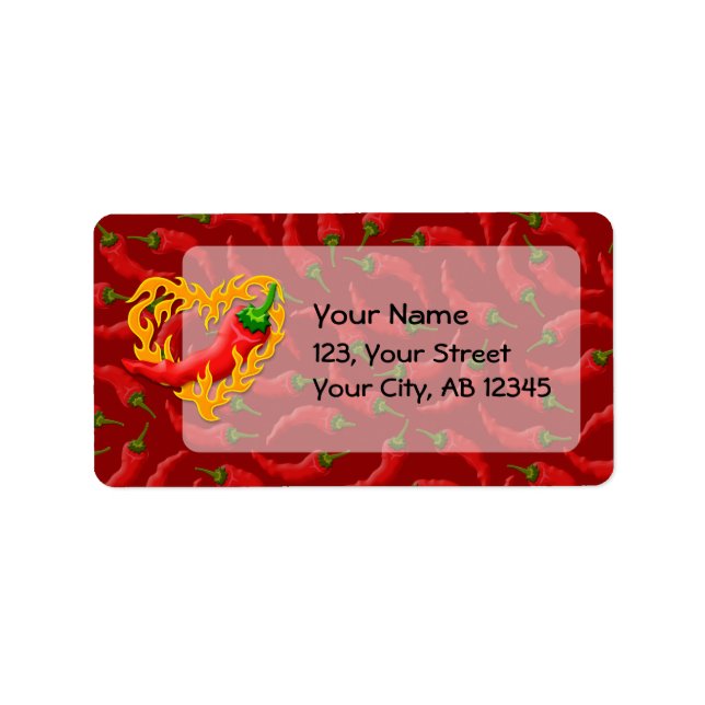 Étiquette Poivre chili au coeur de flamme (Devant)