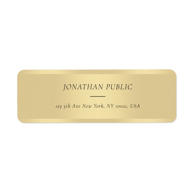 Étiquette Police de texte Cursive moderne or Modèle simple (Devant)