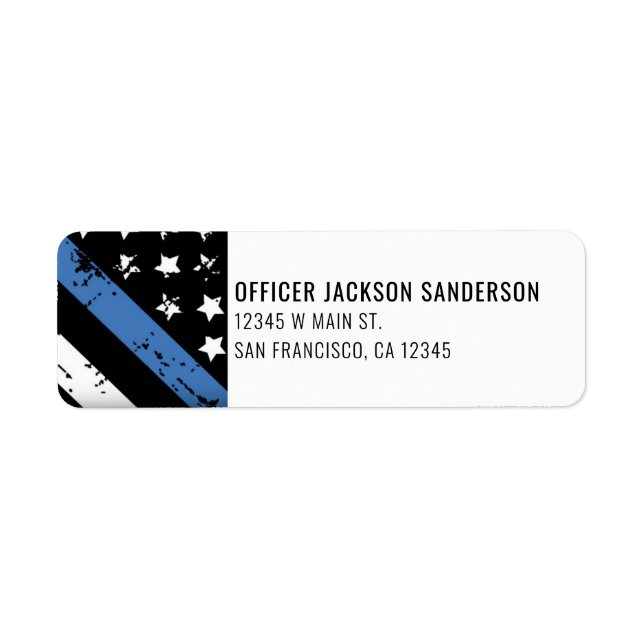 Étiquette Police Mince Ligne Bleue Agent d'application de la (Devant)