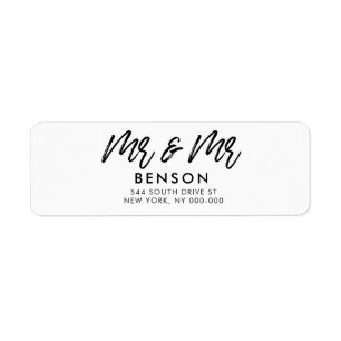 Étiquette Police moderne Mr & Mr gay mariage adresse de reto