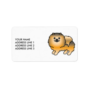 Étiquette Pomeranian Sable Orange Chien de Dessin Animé Mign