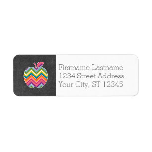 Étiquette Pomme enseignant personnalisée avec Motif Chevron 