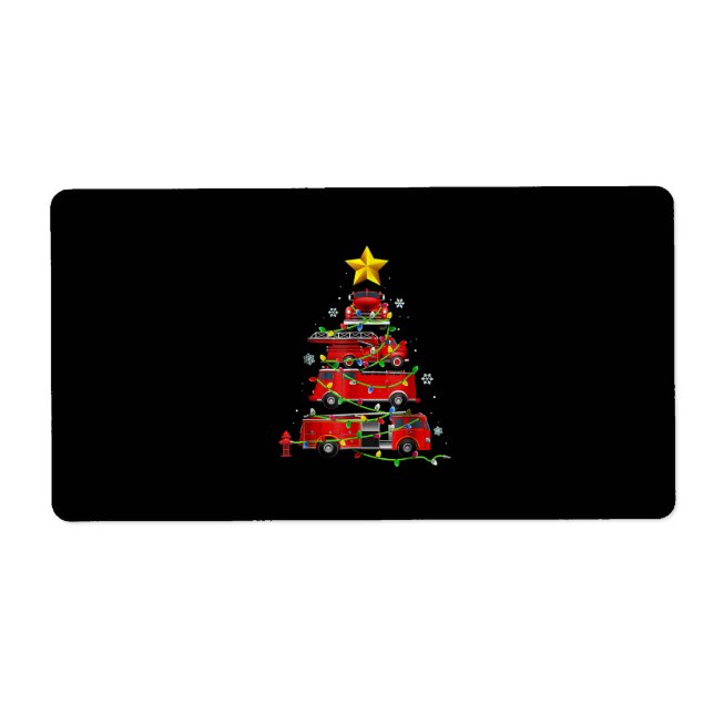 Étiquette Pompier Camion Arbre de Noël Hommes Femmes (Devant)