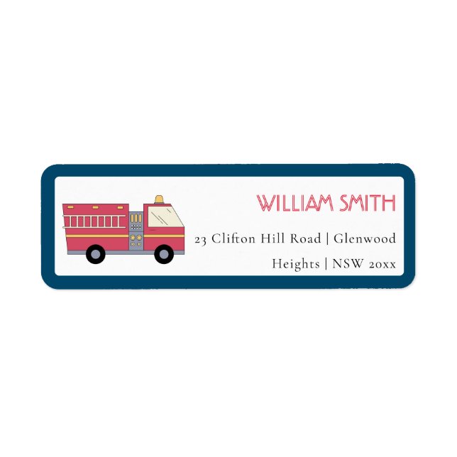 Étiquette Pompier rouge Alarme Camion Fournitures d'annivers (Devant)