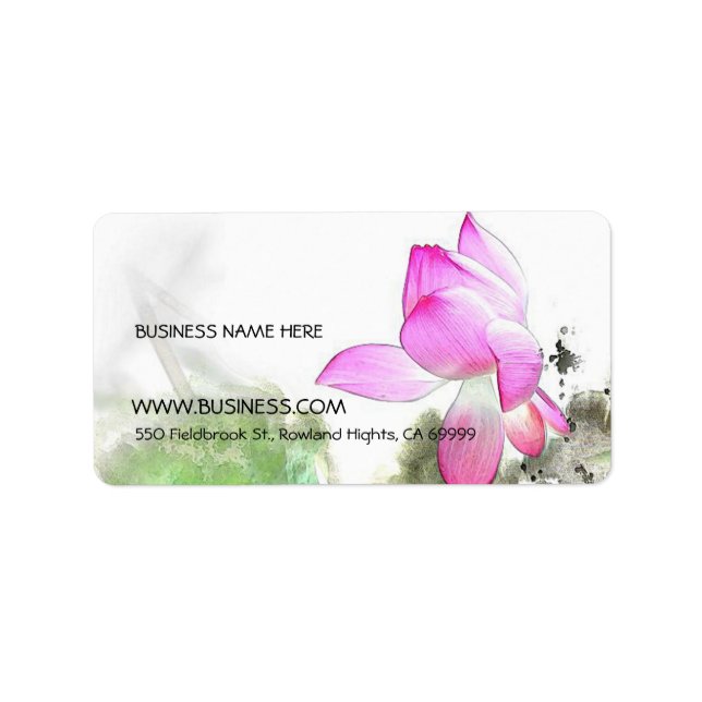 Étiquette POND LOTUS l Peinture à pinceau chinoise (Devant)