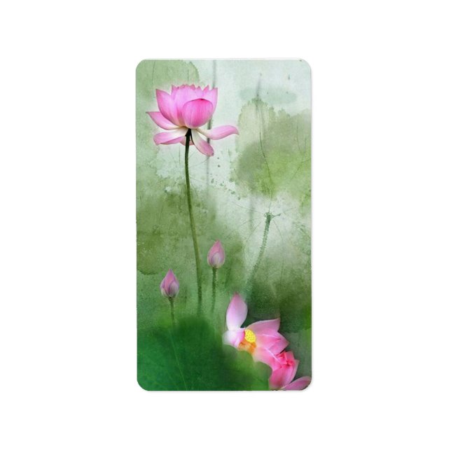 Étiquette POND LOTUS l Peinture à pinceau chinoise (Devant)