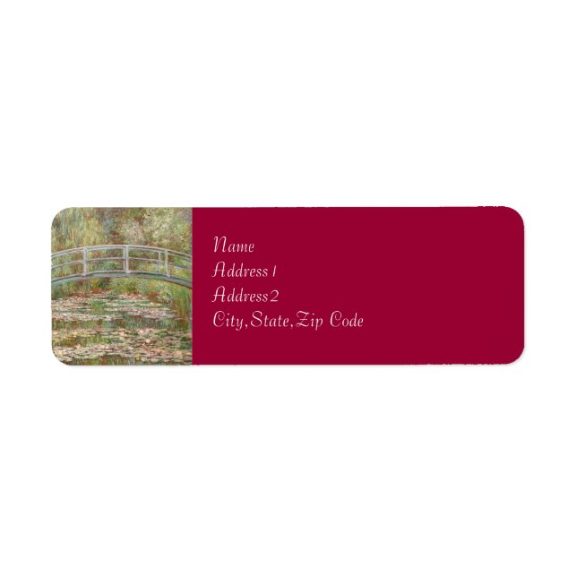 Étiquette Pont au-dessus d'un étang de nappes d'eau par Mone (Devant)