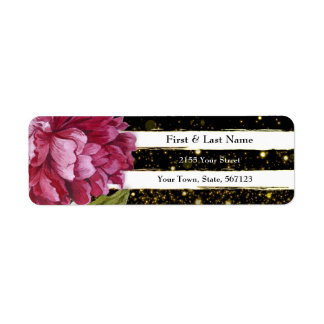 Étiquette Pony rose Fleur Noir et Blanc Bande