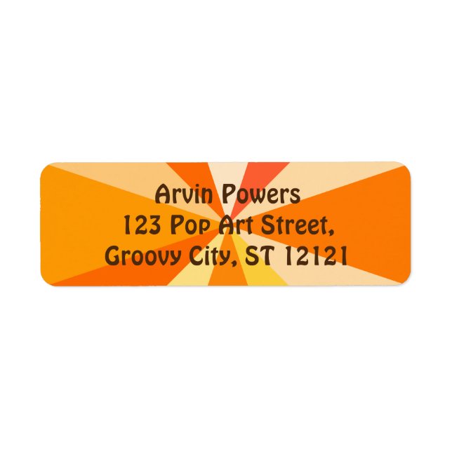 Étiquette Pop Art Modern 60s Funky Geometry Rays in Orange (Devant)